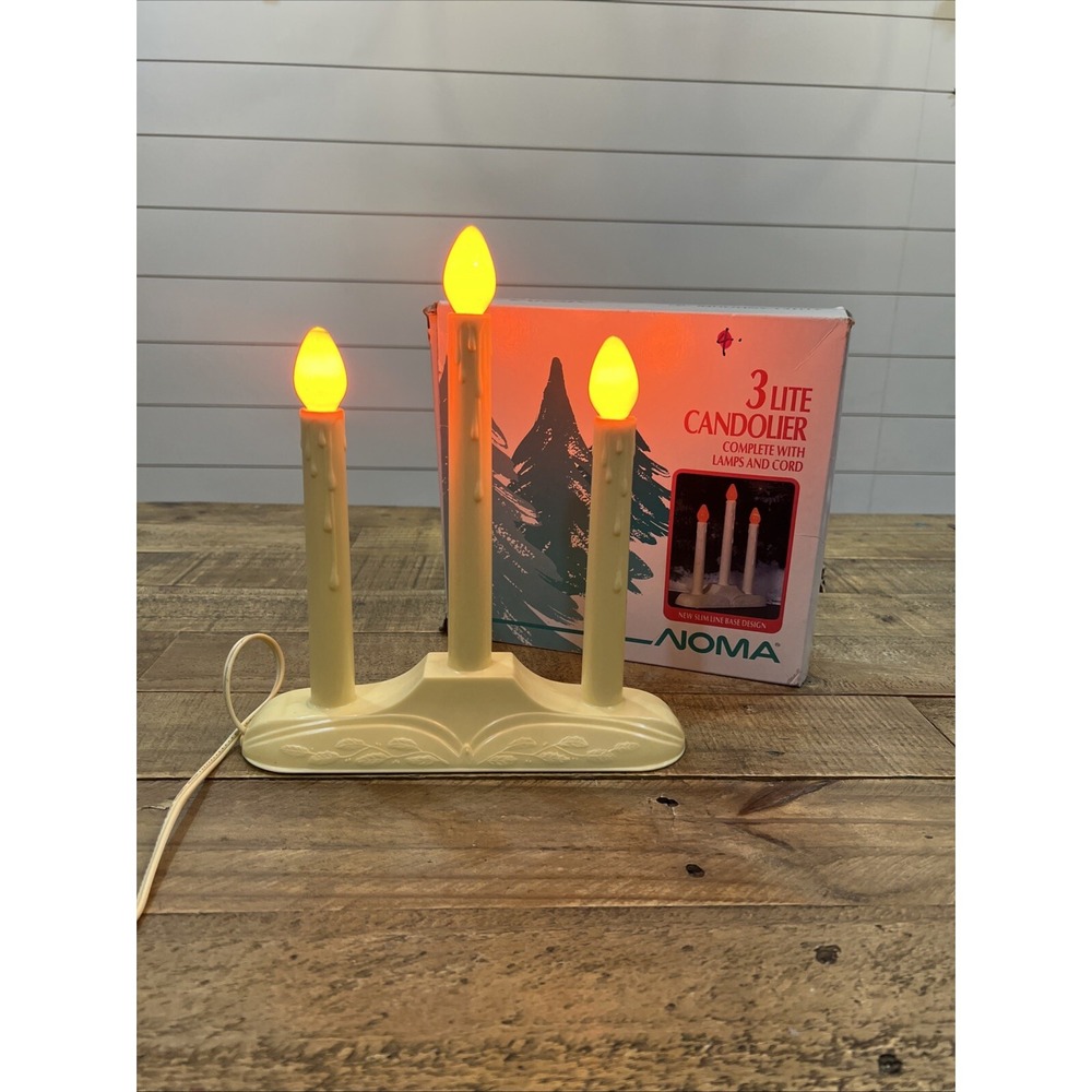 Vintage Christmas 3 Lite Candolier Electric Light Candelabra Dripping Noma